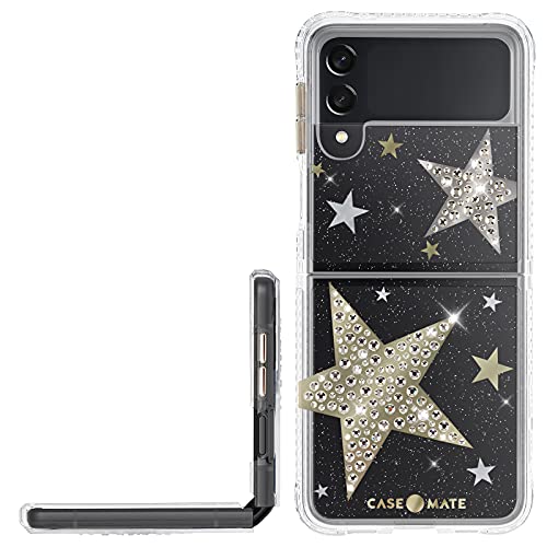 Case-Mate - Sheer Superstar - Case for Samsung Galaxy Z Flip 3 5G - Raised Rhinestone Stars - 10 ft Drop Protection - 6.7 Inch