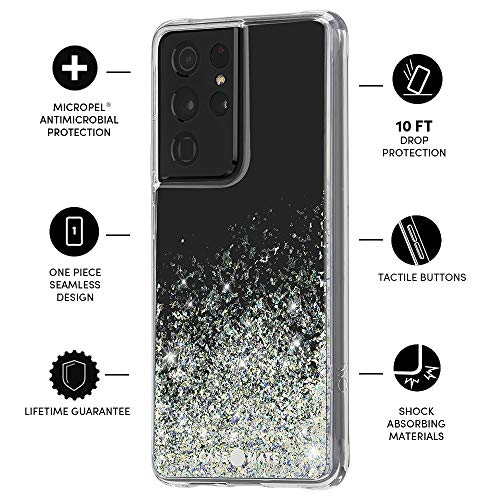 Case-Mate - Twinkle Ombre - Case for Samsung Galaxy S21 Ultra 5G - Glitter Foil Elements - 10 ft Drop Protection - 6.8 inch - Stardust