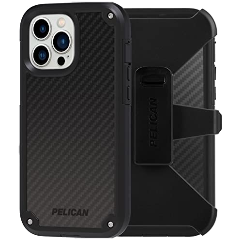 Pelican - Shield Series - Kevlar Case for iPhone 13 Pro - Heavy Duty Protection W/Included Belt Clip Holster - 21 ft Drop Protection - 6.1 Inch - Kevlar