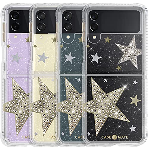 Case-Mate - Sheer Superstar - Case for Samsung Galaxy Z Flip 3 5G - Raised Rhinestone Stars - 10 ft Drop Protection - 6.7 Inch