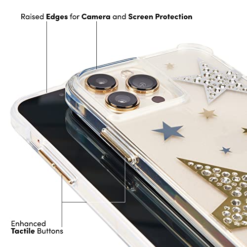 Case-Mate - Sheer Superstar - Case for iPhone 13 Pro - Rhinestone Stars - 10 ft Drop Protection - 6.1 Inch