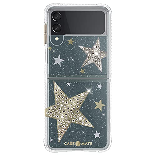 Case-Mate - Sheer Superstar - Case for Samsung Galaxy Z Flip 3 5G - Raised Rhinestone Stars - 10 ft Drop Protection - 6.7 Inch