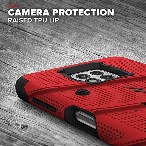 ZIZO Bolt Series for Moto G Power (2021) Case with Screen Protector Kickstand Holster Lanyard - Red