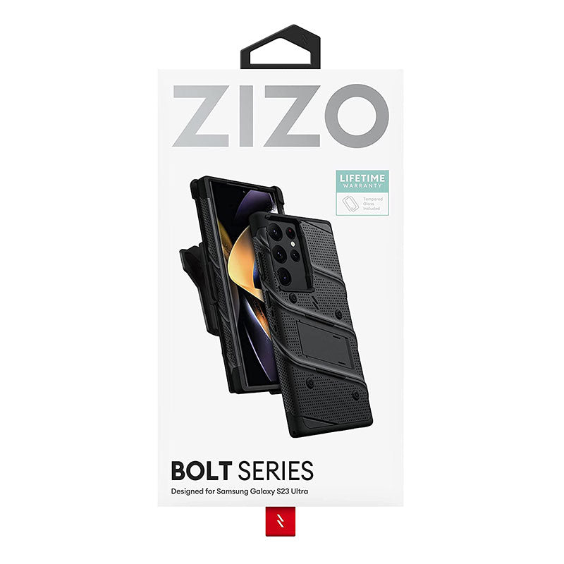 ZIZO Bolt Bundle for Galaxy S23 Ultra Case with Screen Protector Kickstand Holster Lanyard