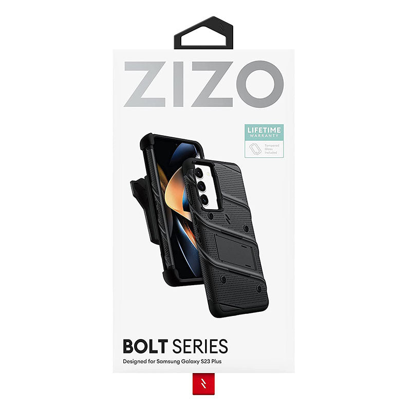 ZIZO Bolt Bundle for Galaxy S23 Plus Case with Screen Protector Kickstand Holster Lanyard