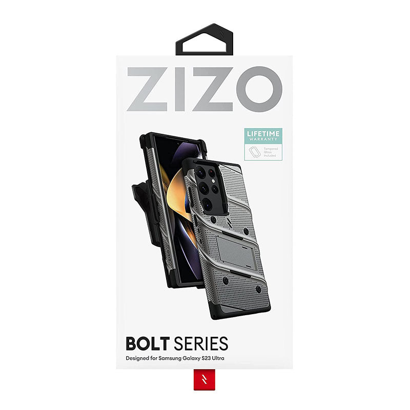 ZIZO Bolt Bundle for Galaxy S23 Ultra Case with Screen Protector Kickstand Holster Lanyard