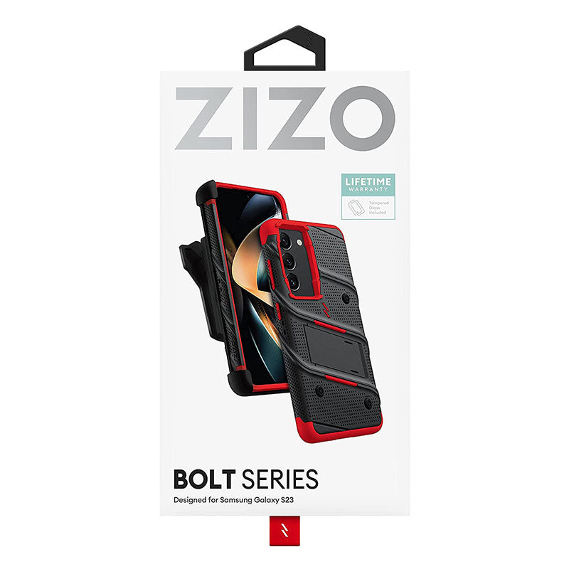 ZIZO Bolt Bundle for Galaxy S23 Case with Screen Protector Kickstand Holster Lanyard